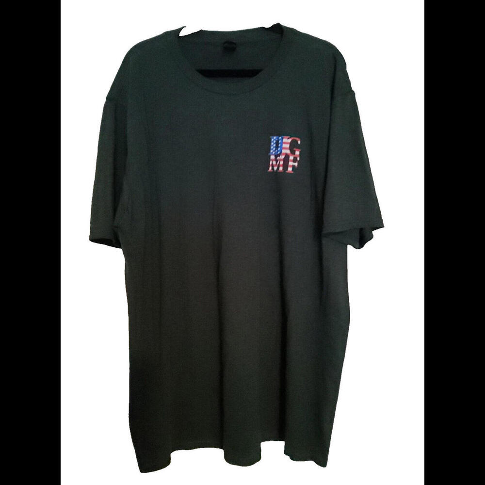 DJG MF Black T-Shirt America Logo Back Print Angel Website Men's XL